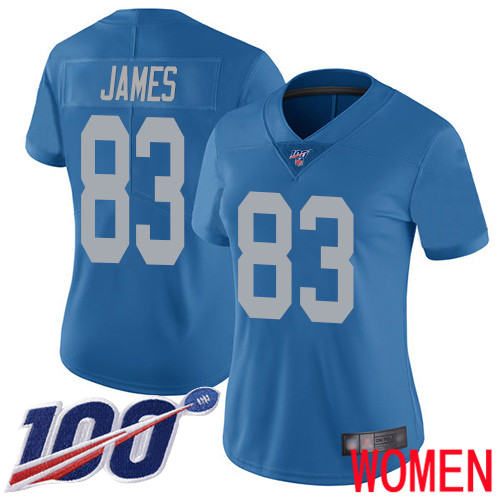 Detroit Lions Limited Blue Women Jesse James Alternate Jersey NFL Football #83 100th Season Vapor Untouchable